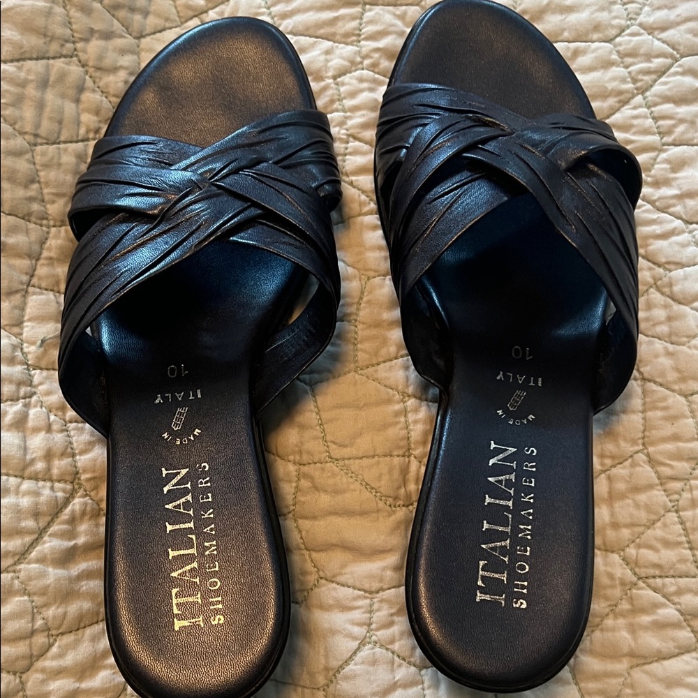 Italian Shoemakers Blue Crisscross wedge Sandals